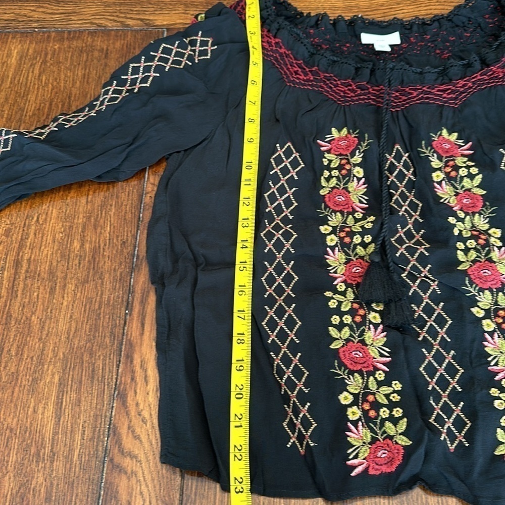 JJill black floral long sleeve top size petite M - Picture 6 of 8
